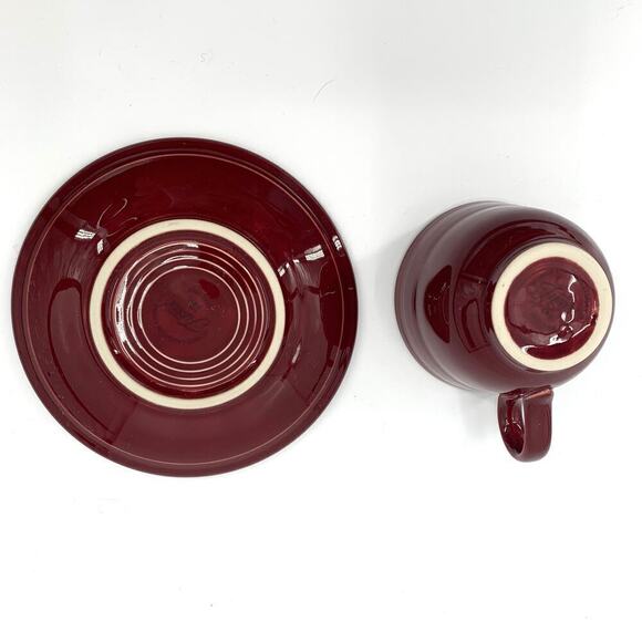 Fiesta Retired HLC Burgundy Cinnabar Coffee Cafe Tea Mug Cup & Saucer Fiestaware - Picture 5 of 7